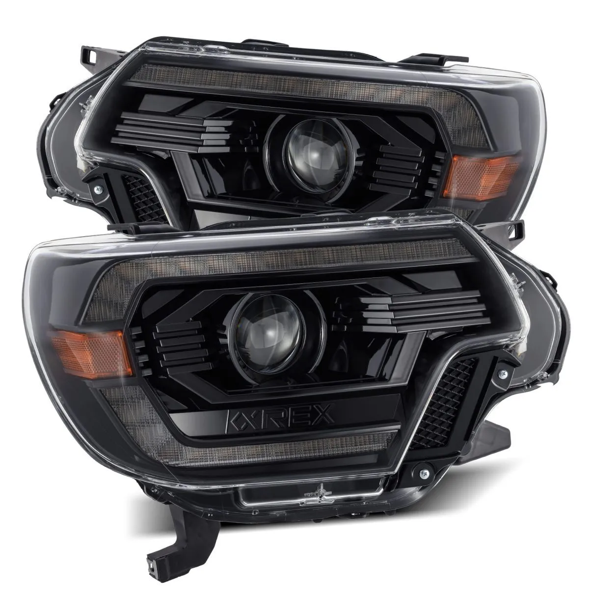 2012-15 Toyota Tacoma AlphaRex PRO-Series Halogen Projector Headlights- Alpha-Black