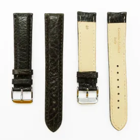 20MM Leather Watch Band Brown with Grain Padded White and Brown Stitched Regular Size Strap Replacement With Silver Buckle