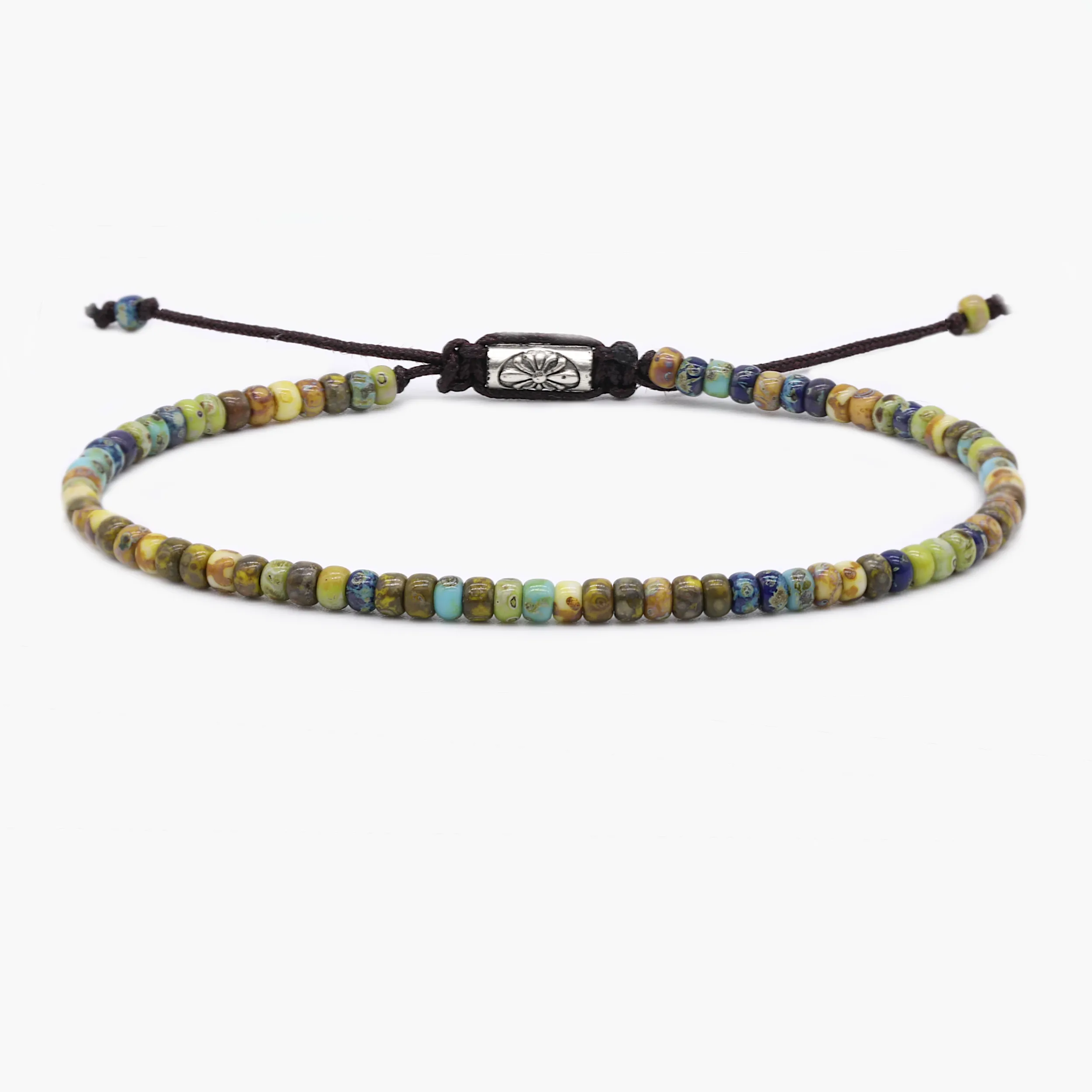 2mm Glass Beads Adjustable Bracelet (Multicolors)