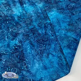 57" Batik Canvas (8.6 oz) - Medora Flora - Copen Blue