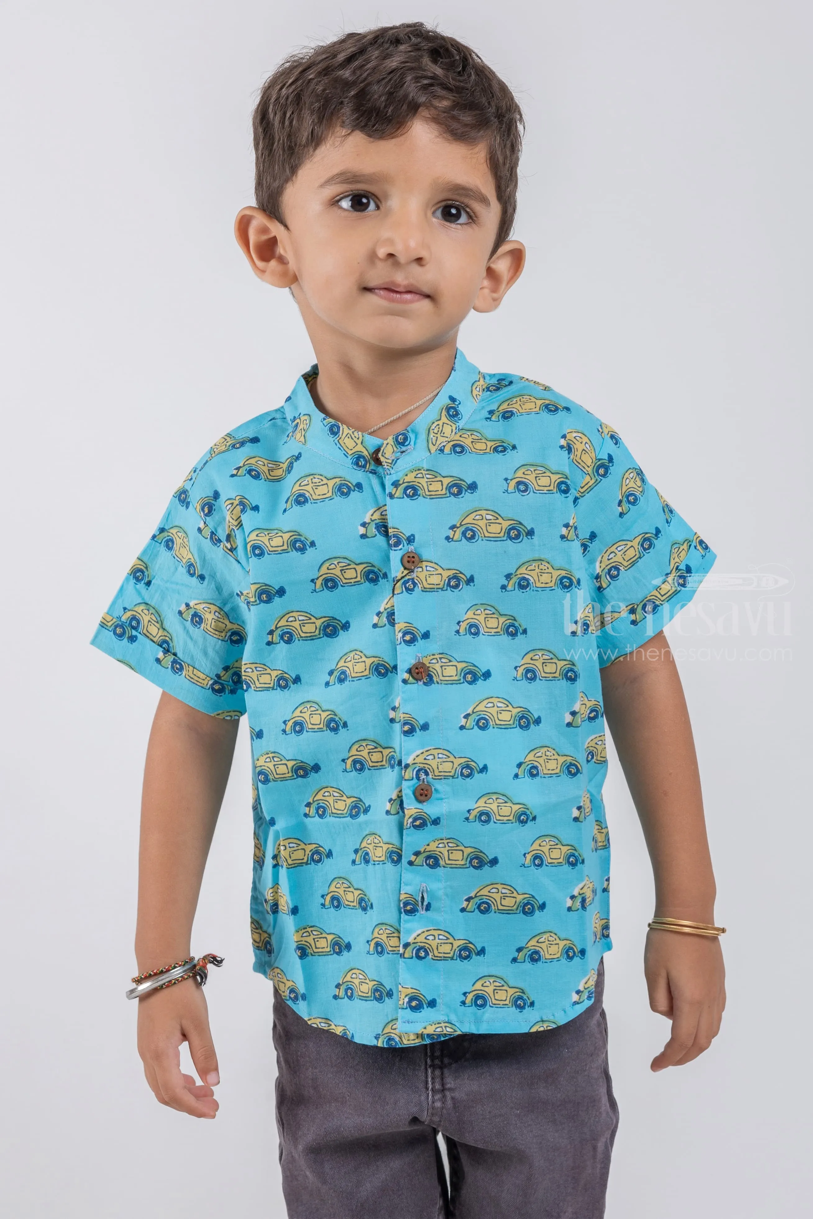 AFE. Boys Vintage Car Print Cotton Casual Shirt | Nesavu | Cool & Comfortable Everyday Style