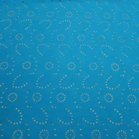 Aqua Floral with Eyelet Embroidered Cotton Lace