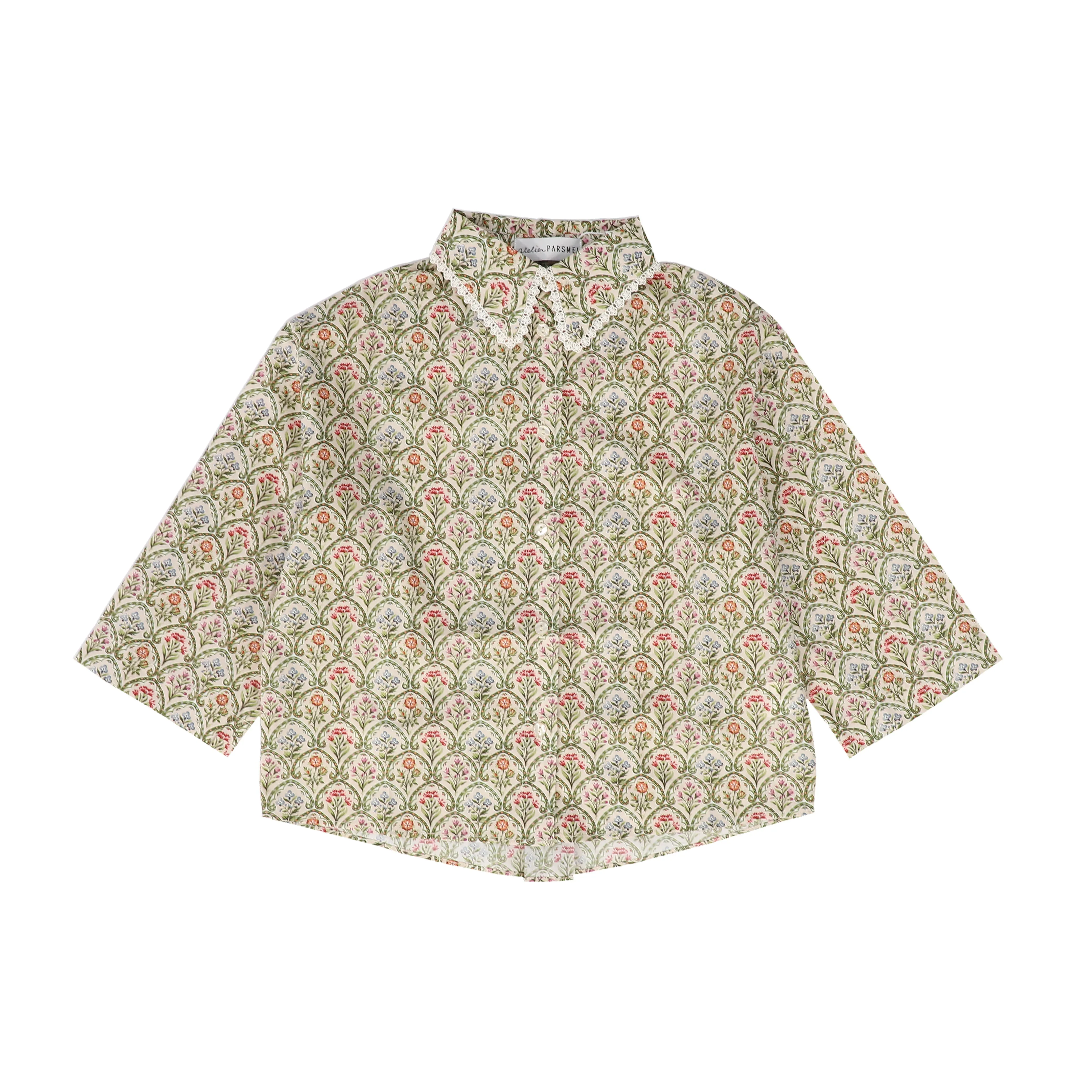 ATELIER PARSMEI GREEN FLOWER PATCH BLOUSE [FINAL SALE]