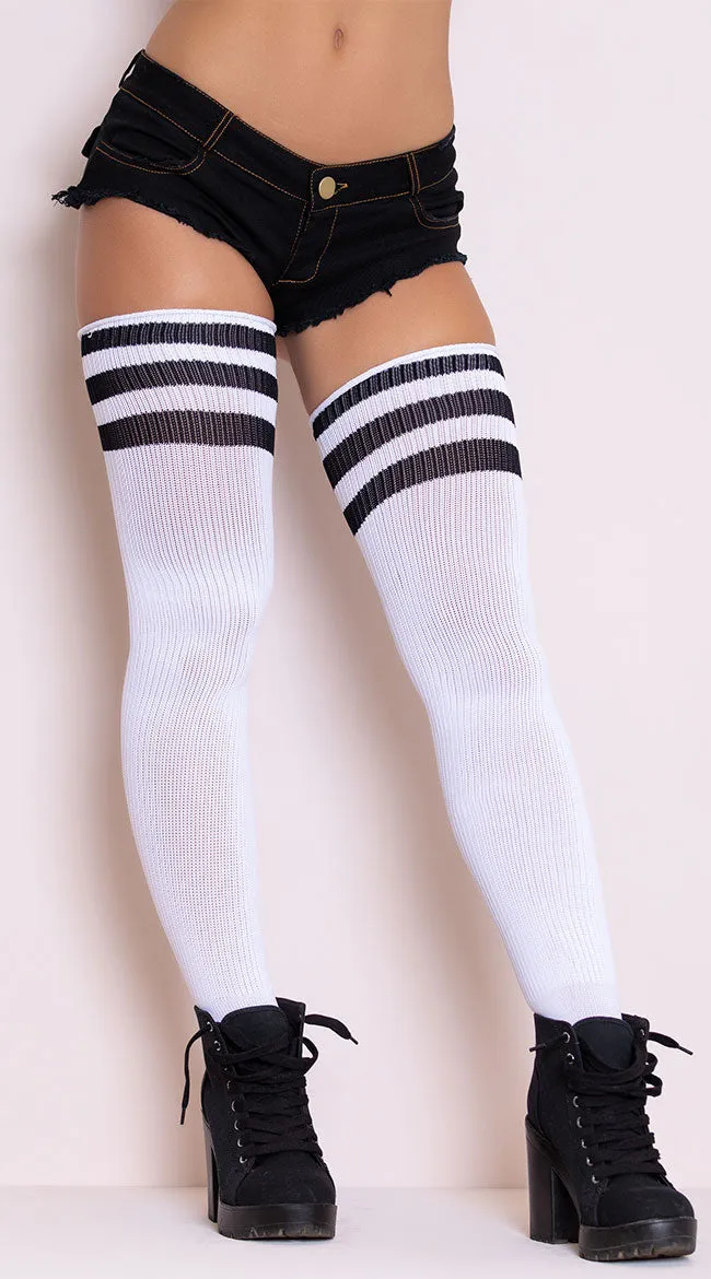 Athletic Striped Thigh Highs