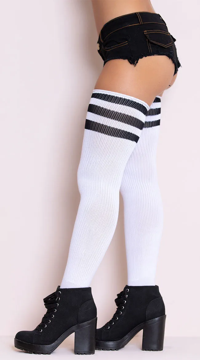 Athletic Striped Thigh Highs