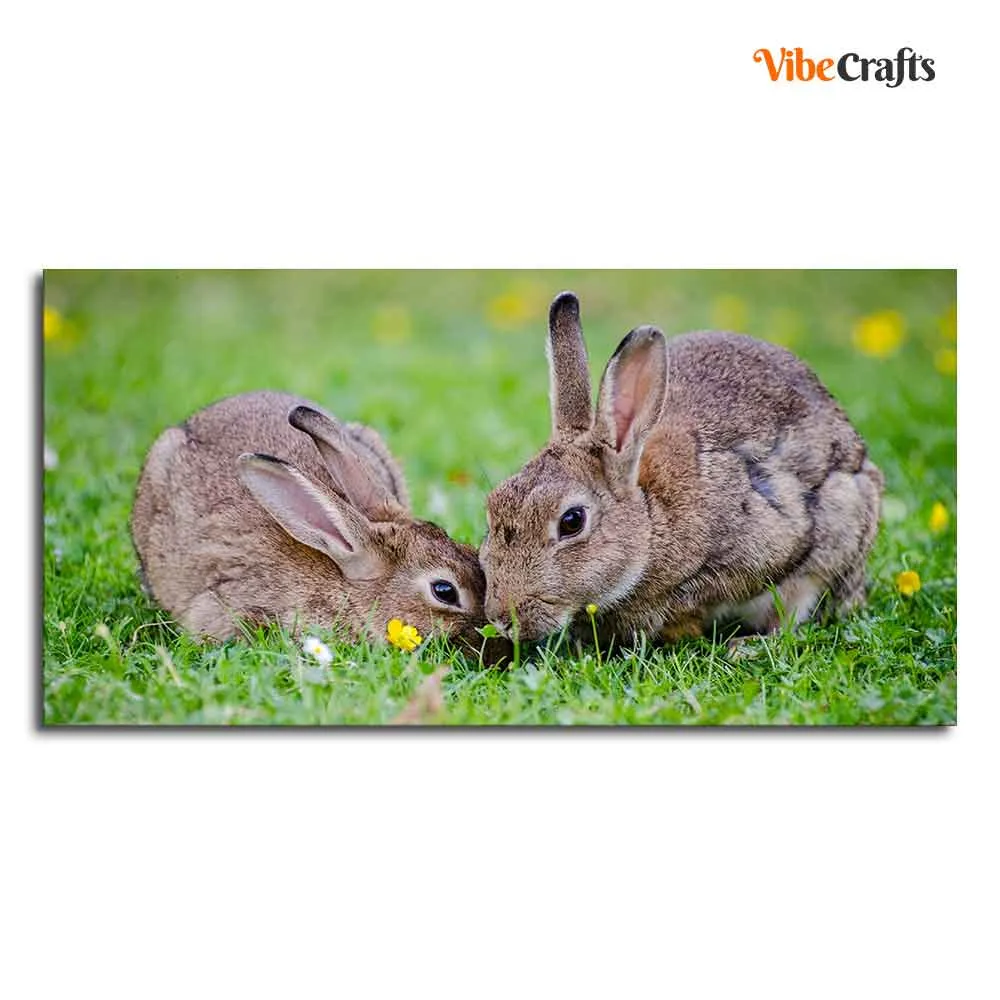 Baby Bunnies in Garden Canvas Wall Painting