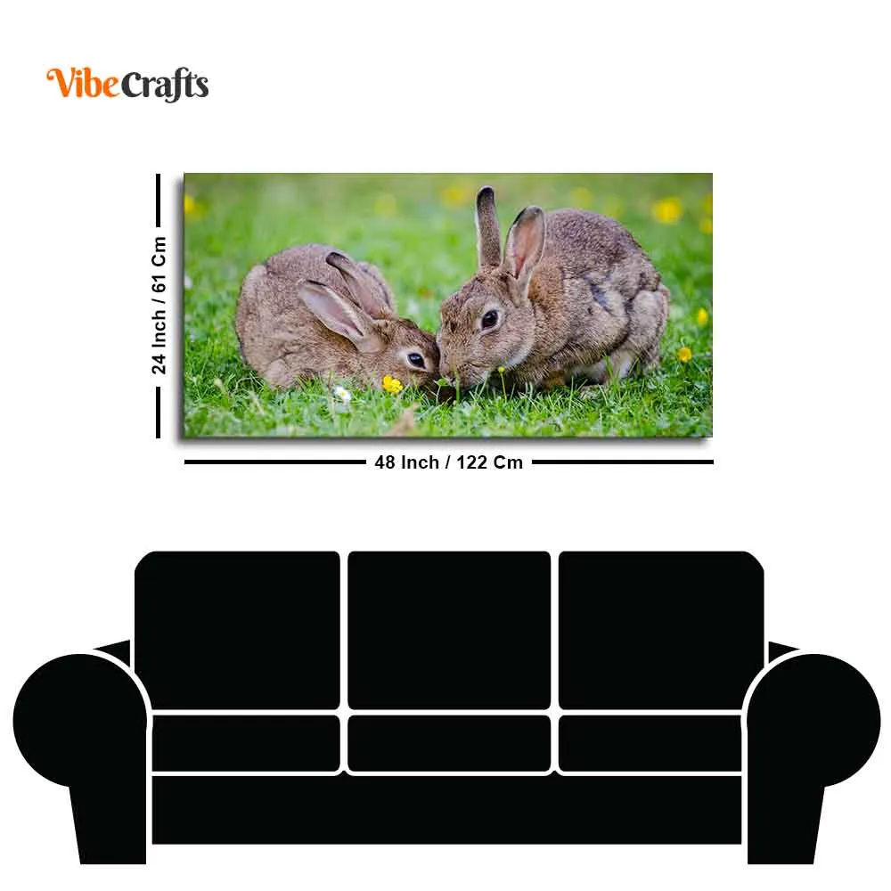 Baby Bunnies in Garden Canvas Wall Painting