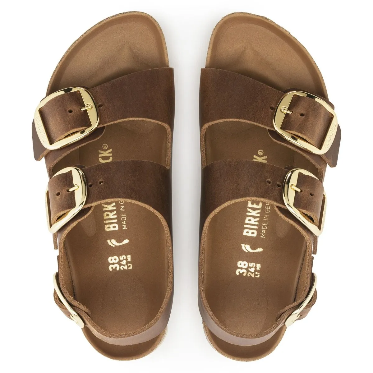 Birkenstock Women's Milano Big Buckle Cognac Oiled Leather