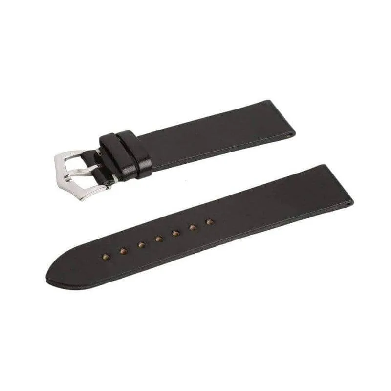 Black Cordovan Leather Watch Strap No Stitches