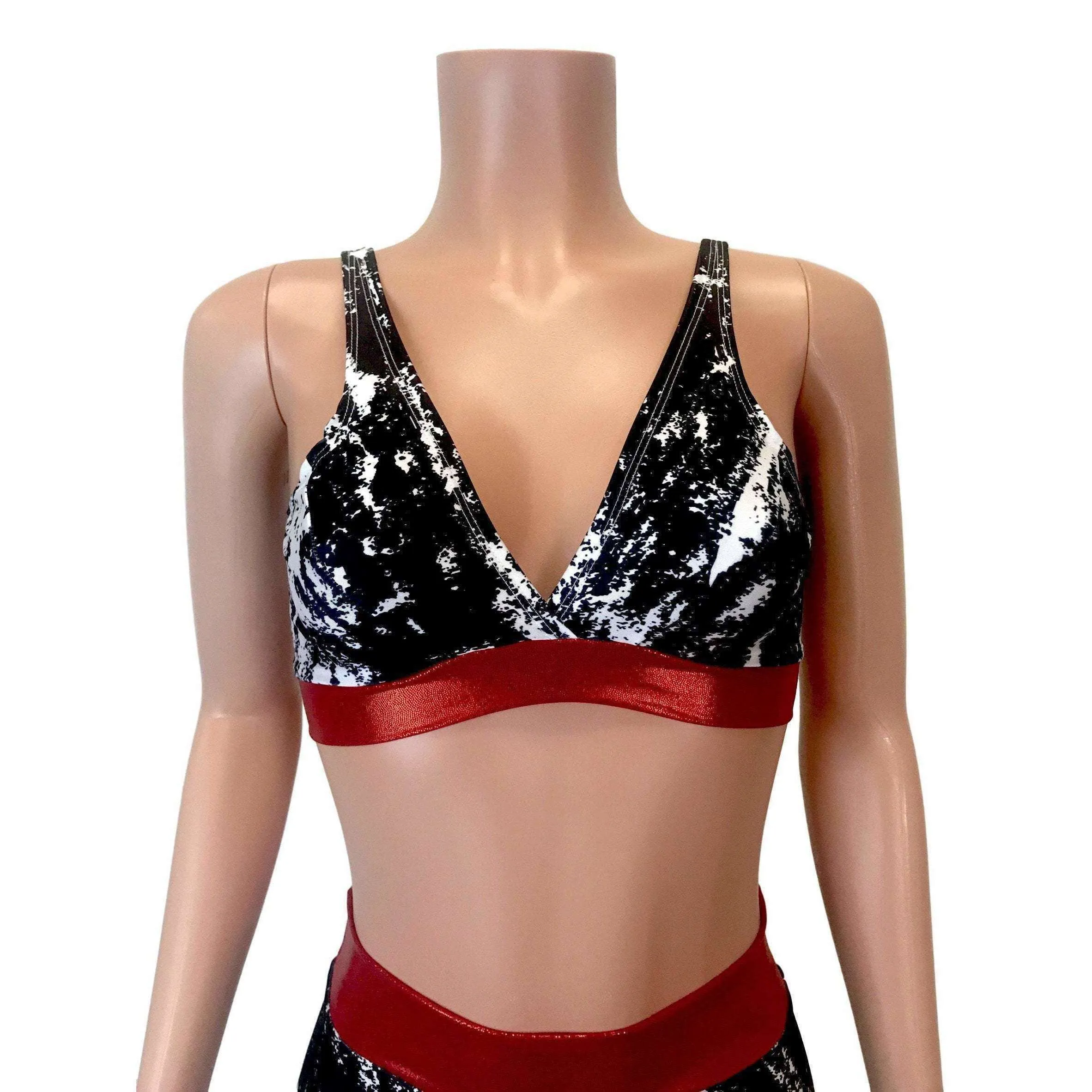 Black, White, & Red Spandex Bralette