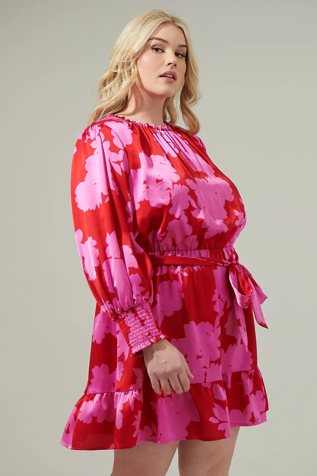 Burning Love Sevilla Satin Ruffle Dress Curve