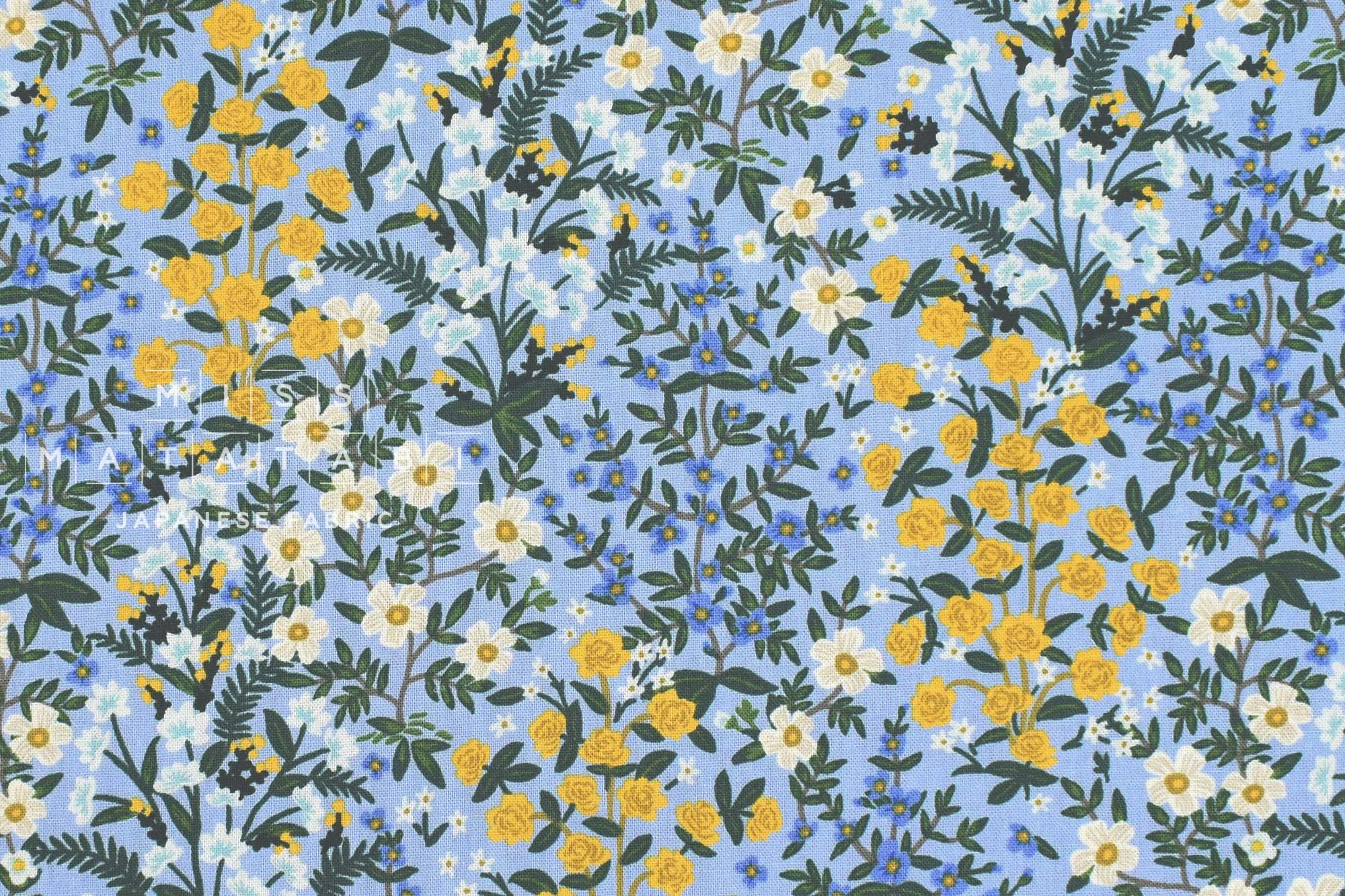 Cotton   Steel Rifle Paper Co. Camont Canvas - Wildwood Garden - blue