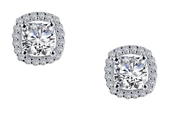 Cushion Simulated Diamond Halo Earrings E0329CLP