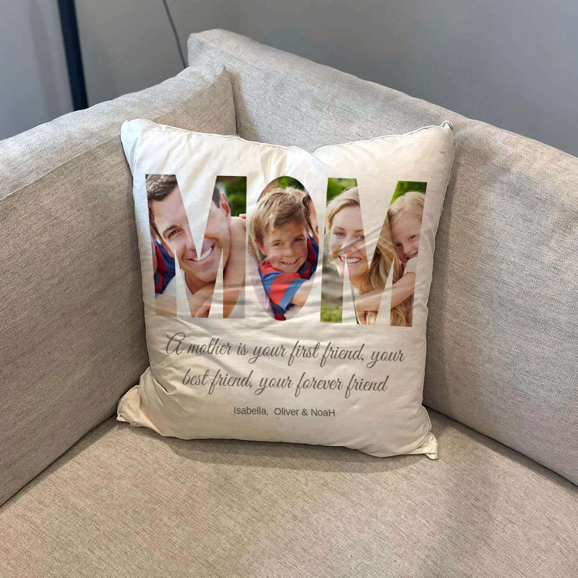 Custom Photo Collage Decorative Throw Pillow for Mom