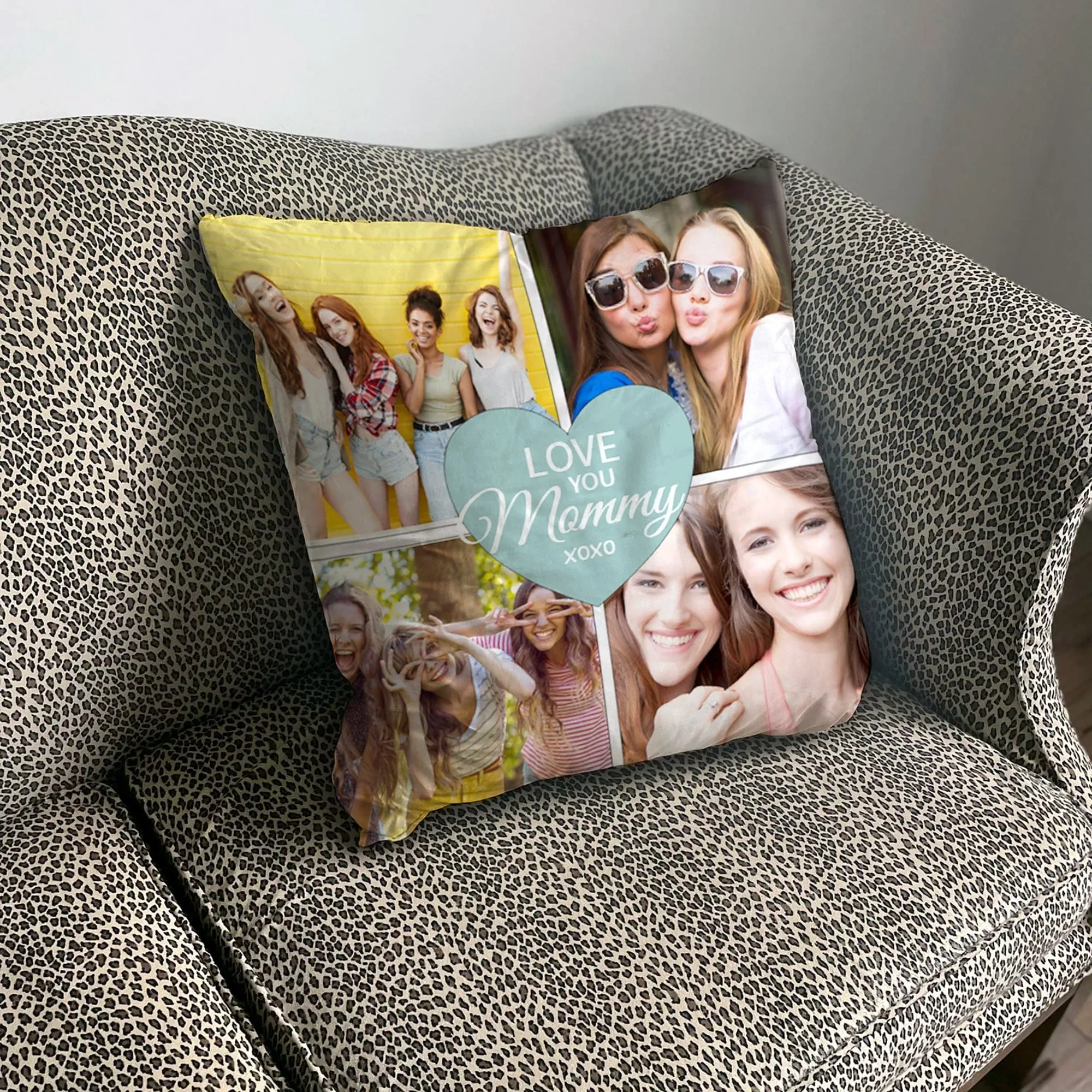 Custom Photo Collage Decorative Throw Pillow for Mom