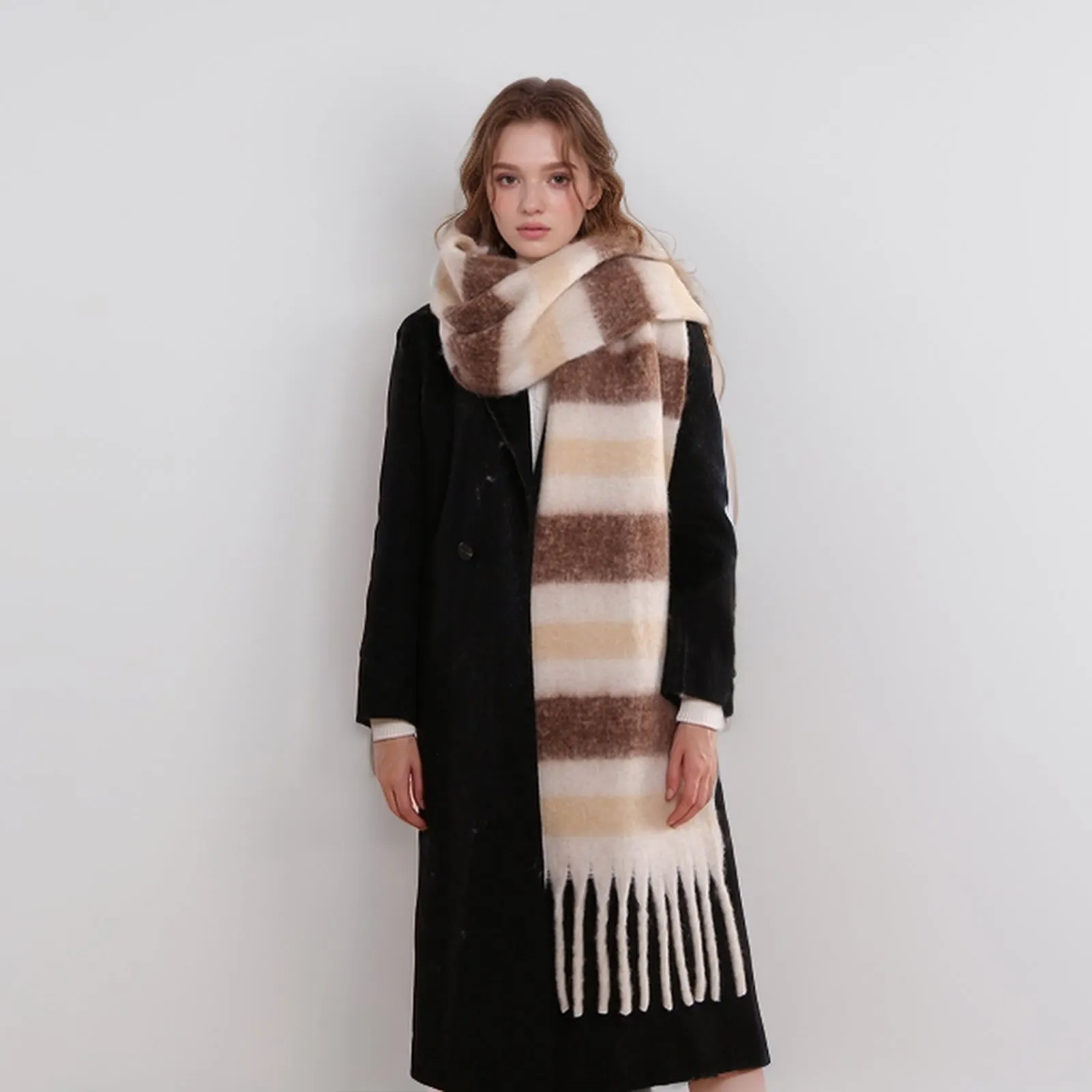 Cute Thick Striped Long Multicolor Korean Winter Scarf