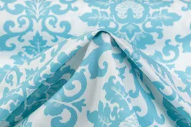 Damask Printed Cotton Canvas - Blue / White