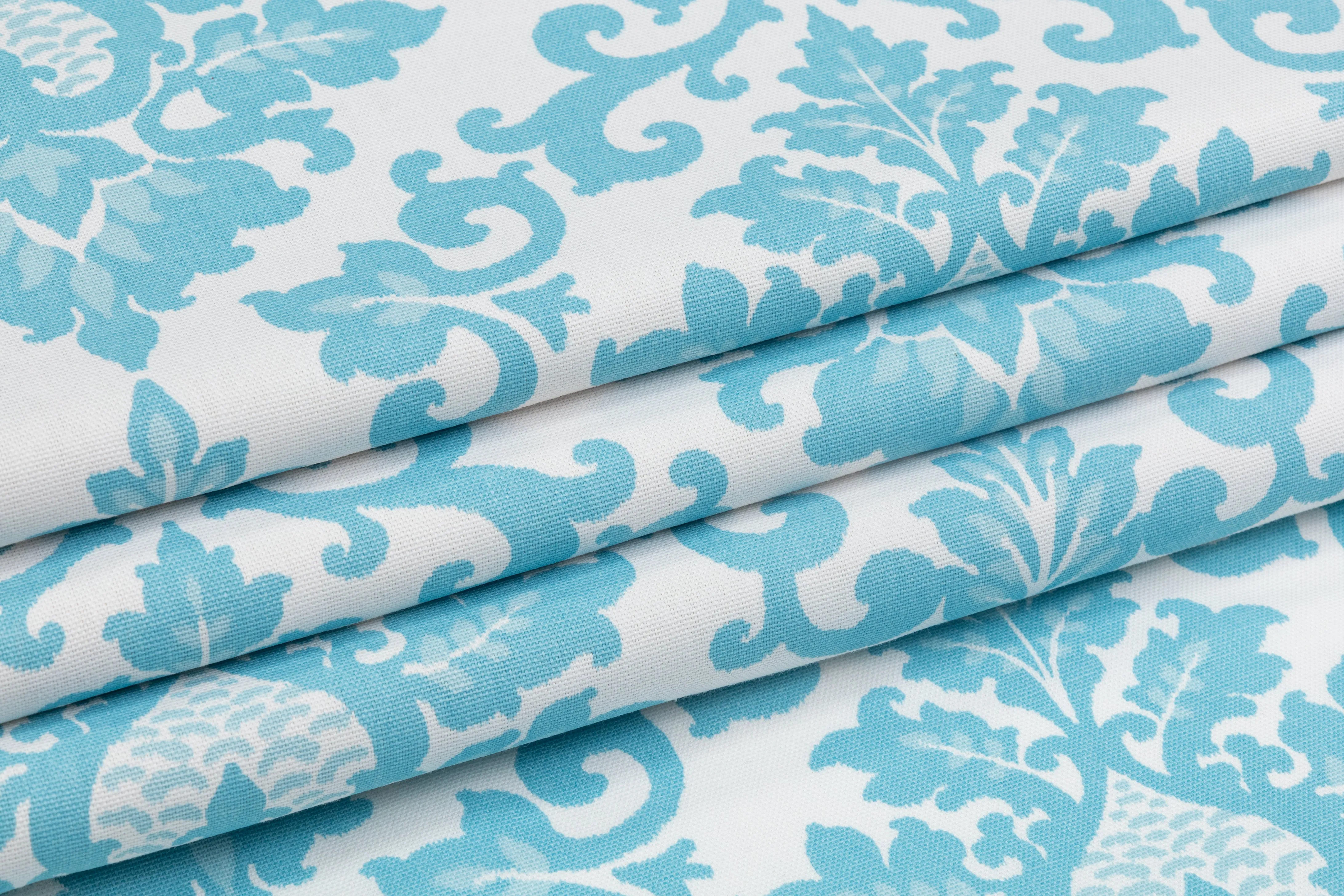 Damask Printed Cotton Canvas - Blue / White