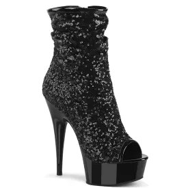 DELIGHT-1008SQ 6 Inch Heel Sequin Platform Booties