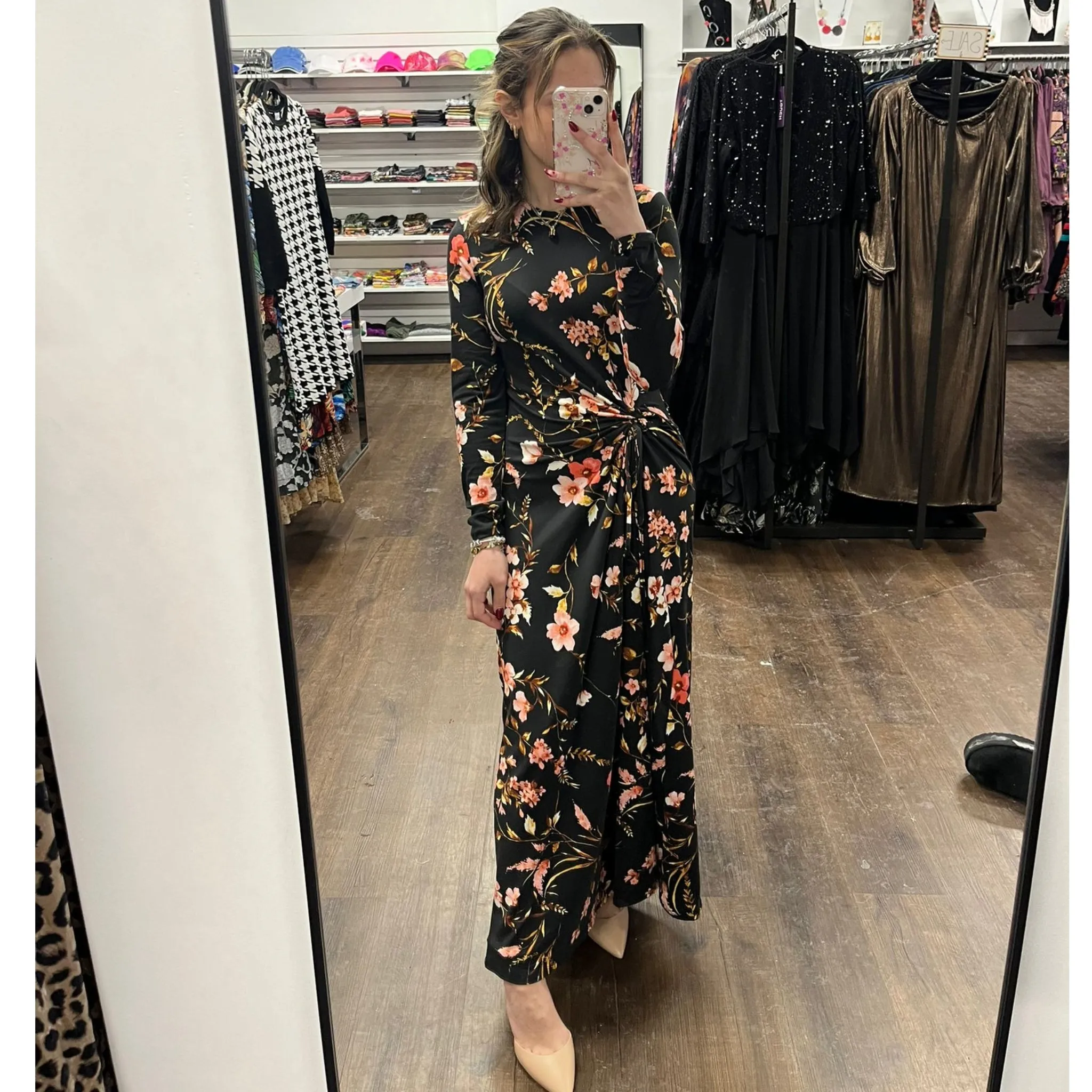 Denise Maxi Dress Black Floral