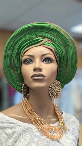 Dupsie's Abike Aso Oke Ready Gele Autogele Pre-tied Head wrap Hat DPAGPGS33