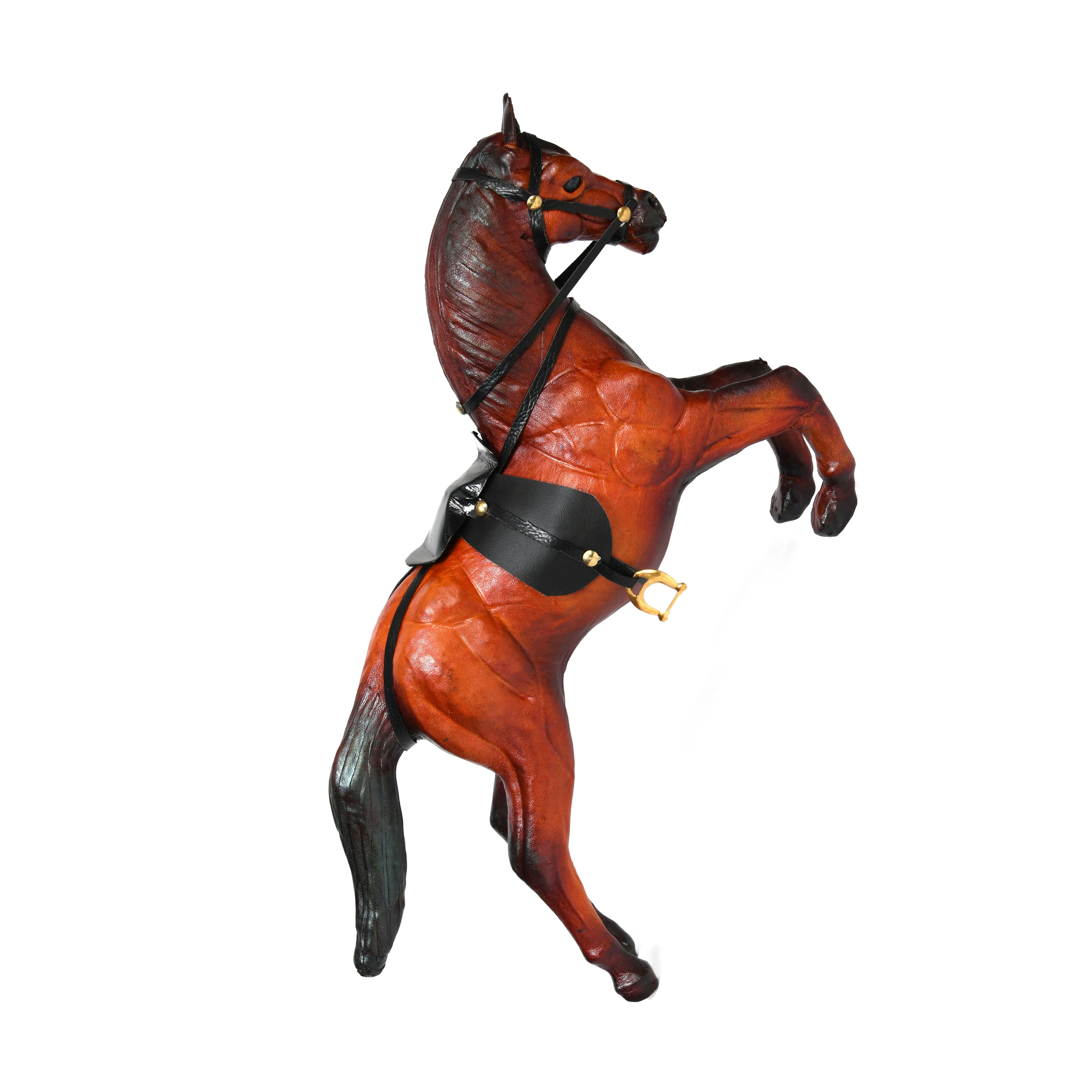 Exquisite Handicraft Rearing Leather Horse Showpiece for Elegant Decor, ART:-LA-03