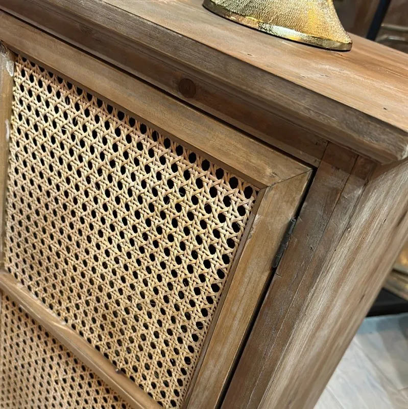 French Beechwood & Wicker Sideboard