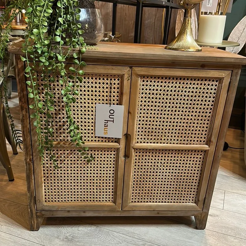 French Beechwood & Wicker Sideboard