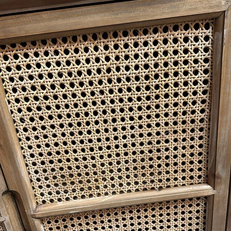 French Beechwood & Wicker Sideboard