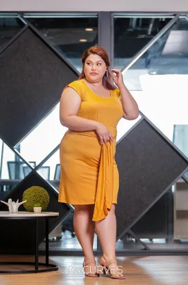 Front Tie Dress - Mustard