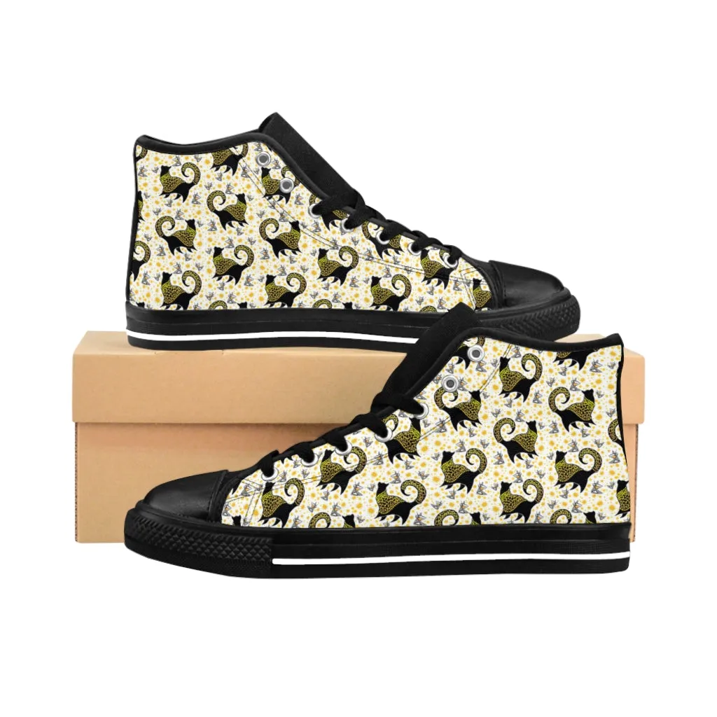 Gold Snooty Cats Cocktails Women's High-top Sneakers