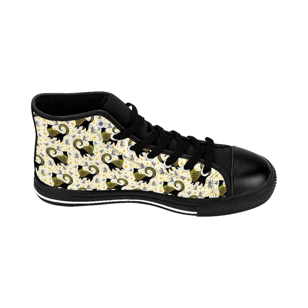 Gold Snooty Cats Cocktails Women's High-top Sneakers