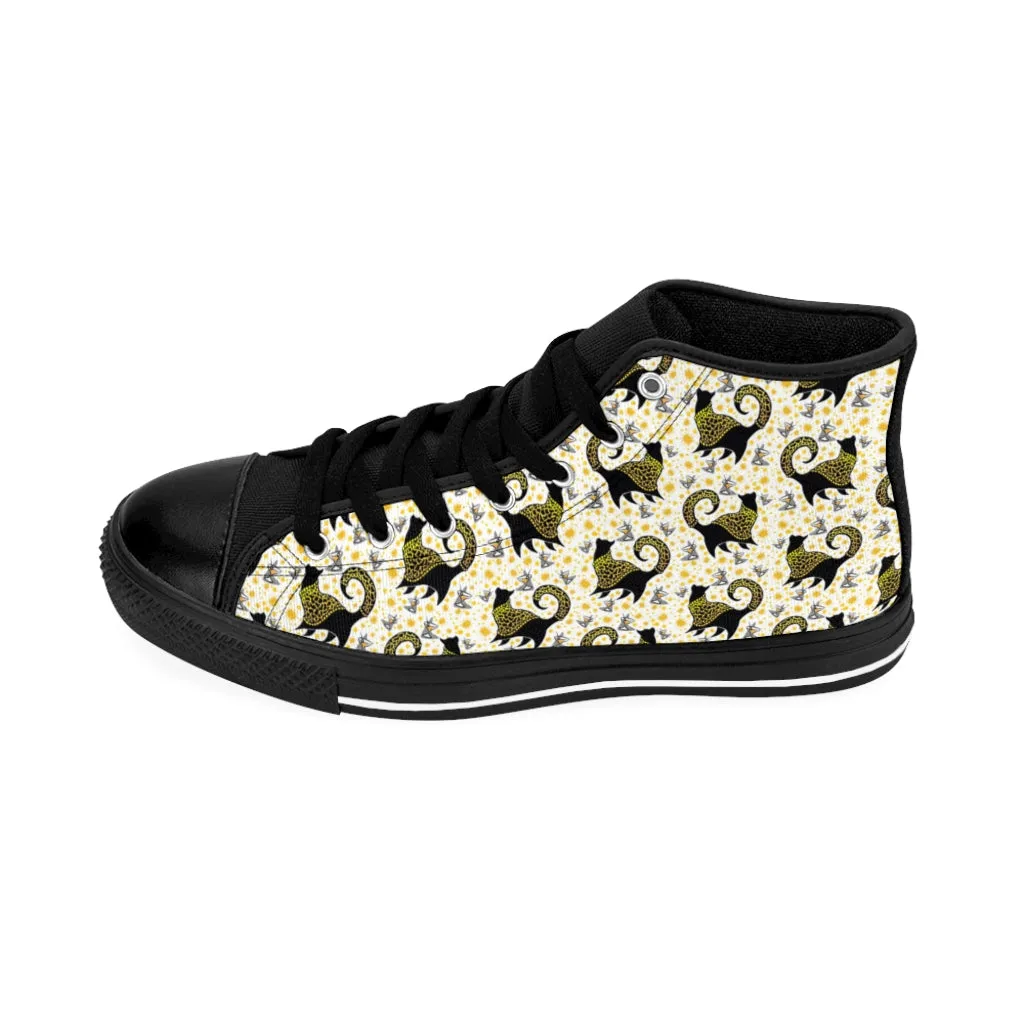 Gold Snooty Cats Cocktails Women's High-top Sneakers