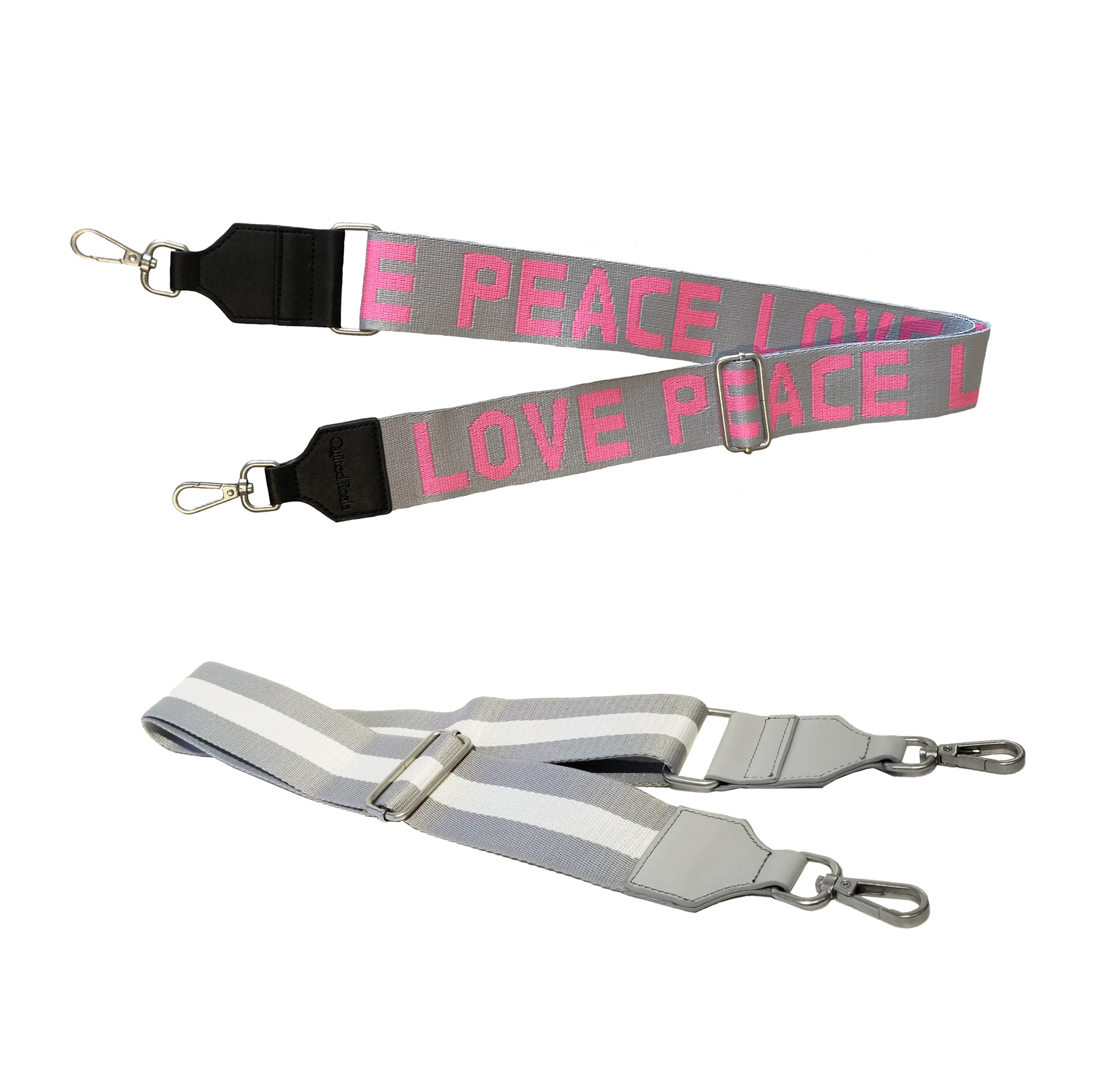 Holiday Special! Koala Straps Bundle: Grey & Pink PEACE LOVE   Grey & White Stripe  (DISCOUNT APPLIED IN CART)