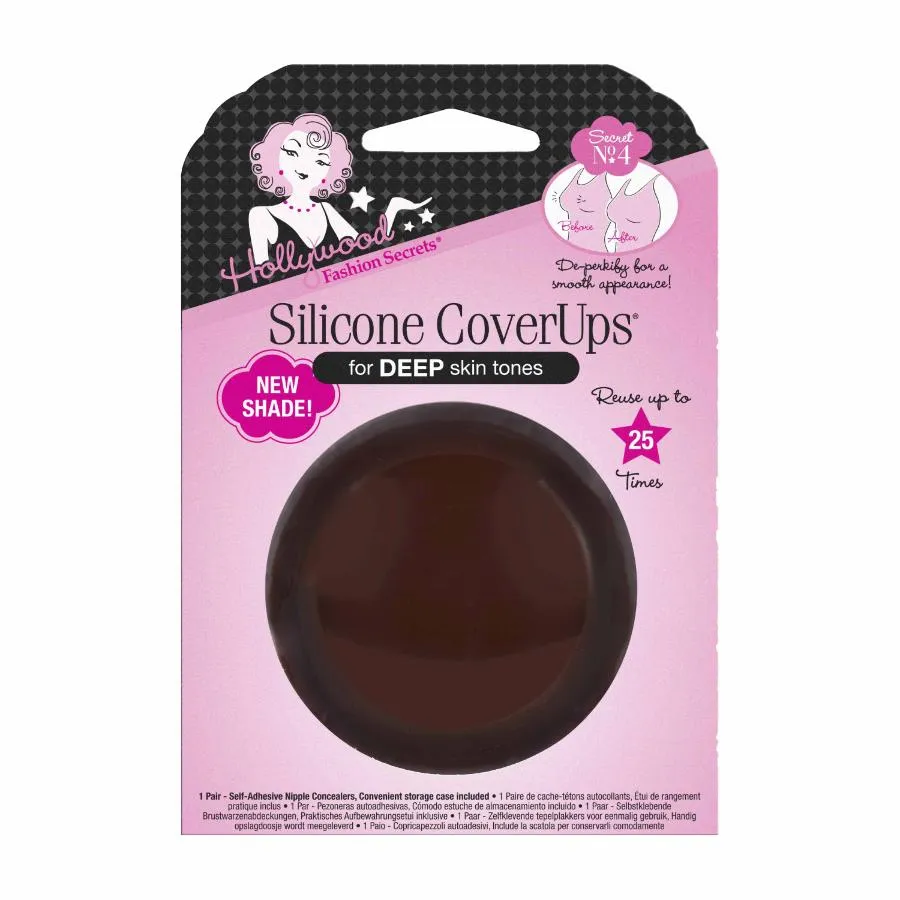 Hollywood Fashion Secrets - Silicone Coverups, Hypoallergenic, Reusable, Washable, Deep Shade - 12 Pack