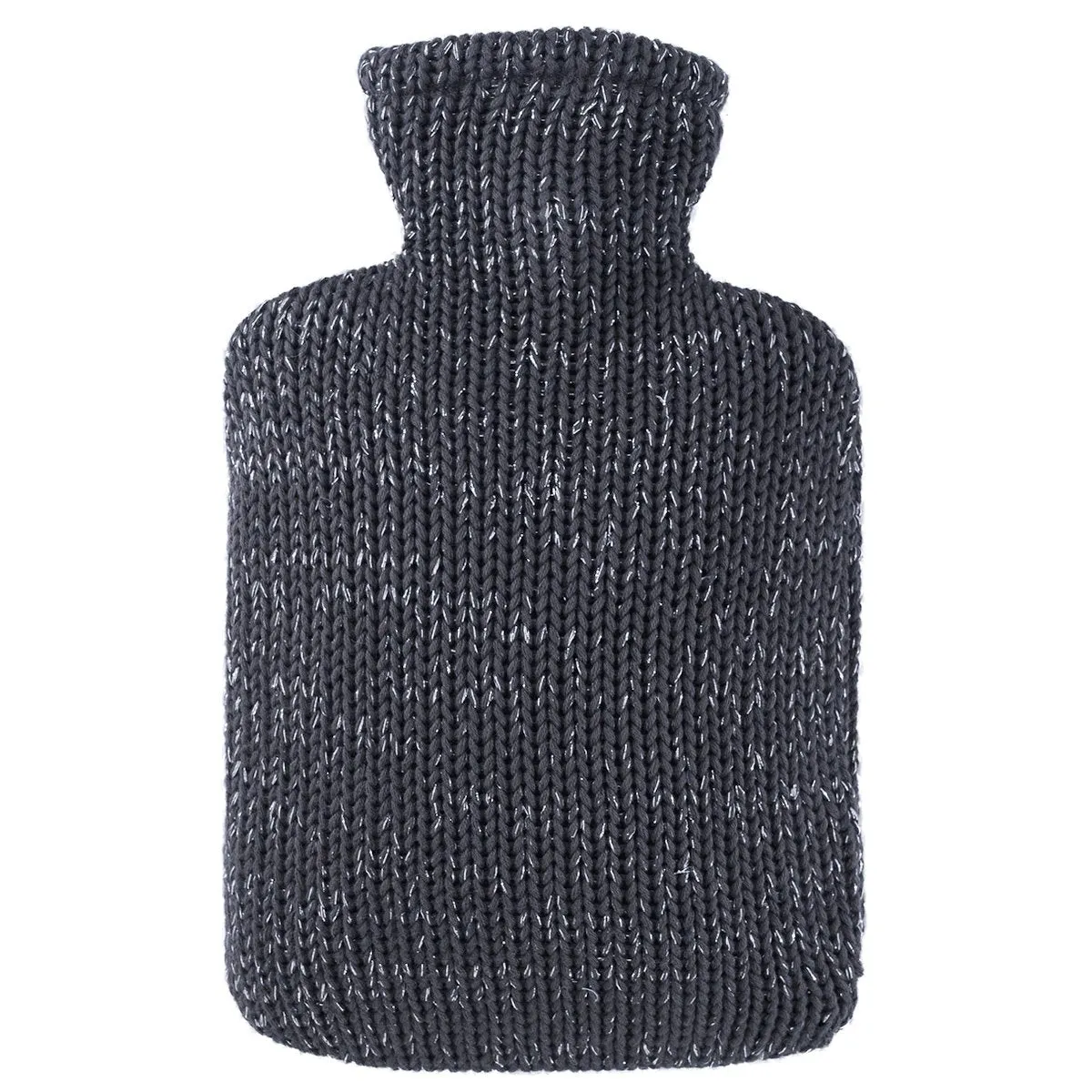 Hot Water Bottle Classic with Cover, Knitted Lurex - Anthracite