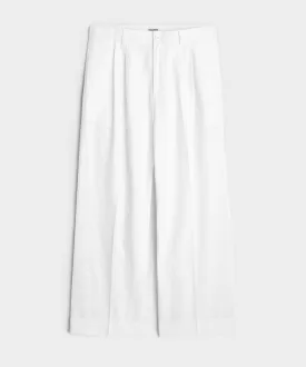 Italian Cotton Linen Gaucho Pant in White