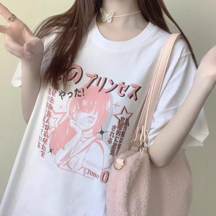 JAPANESE CUTE SOFTGIRL PRINTING OVERSIZE T-SHIRT BY50070