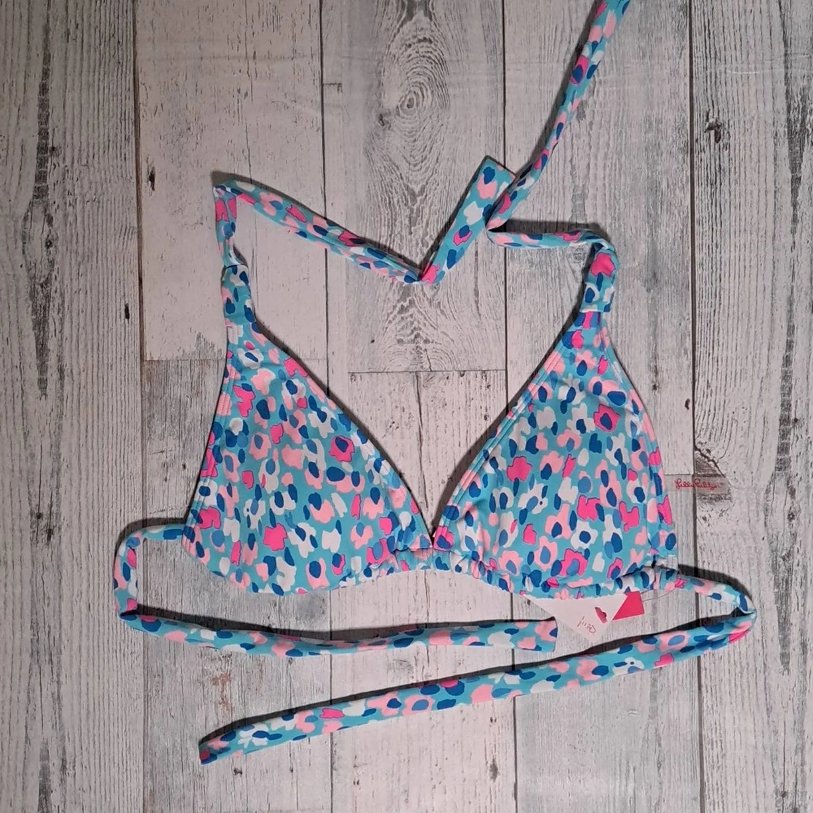 Lilly Pulitzer Flavie Bikini Swim Top Blue Ibiza Hottie Dottie Swim