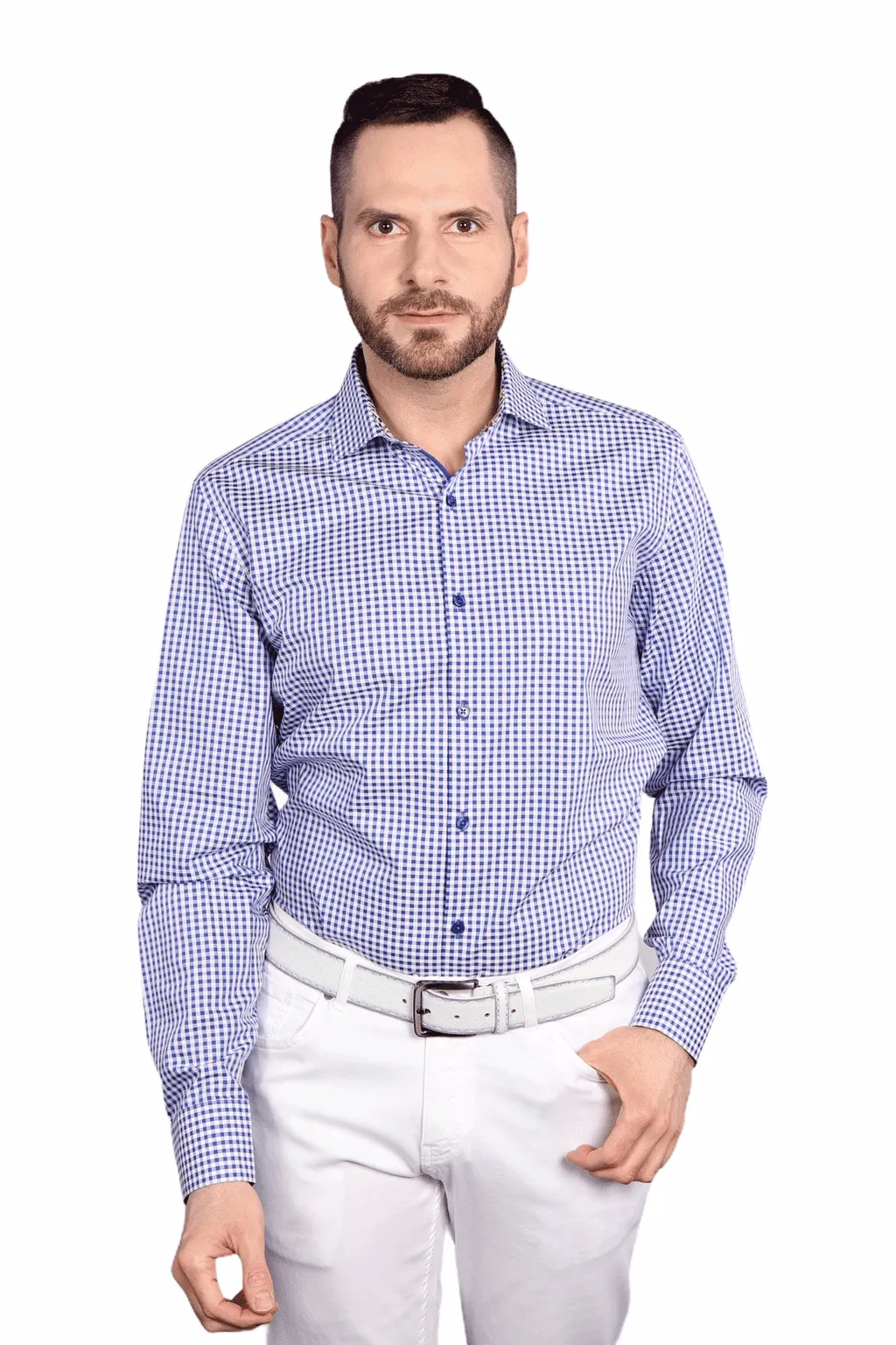 Long Sleeve Gingham Shirt - Manhattan Blue