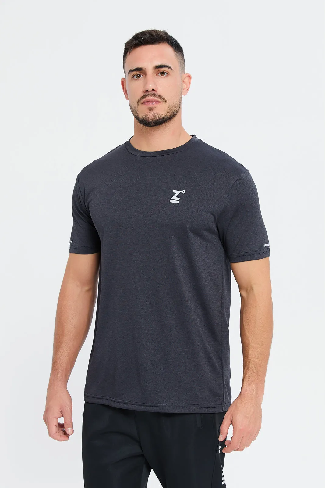 Men Black Active Slim Fit T-Shirt