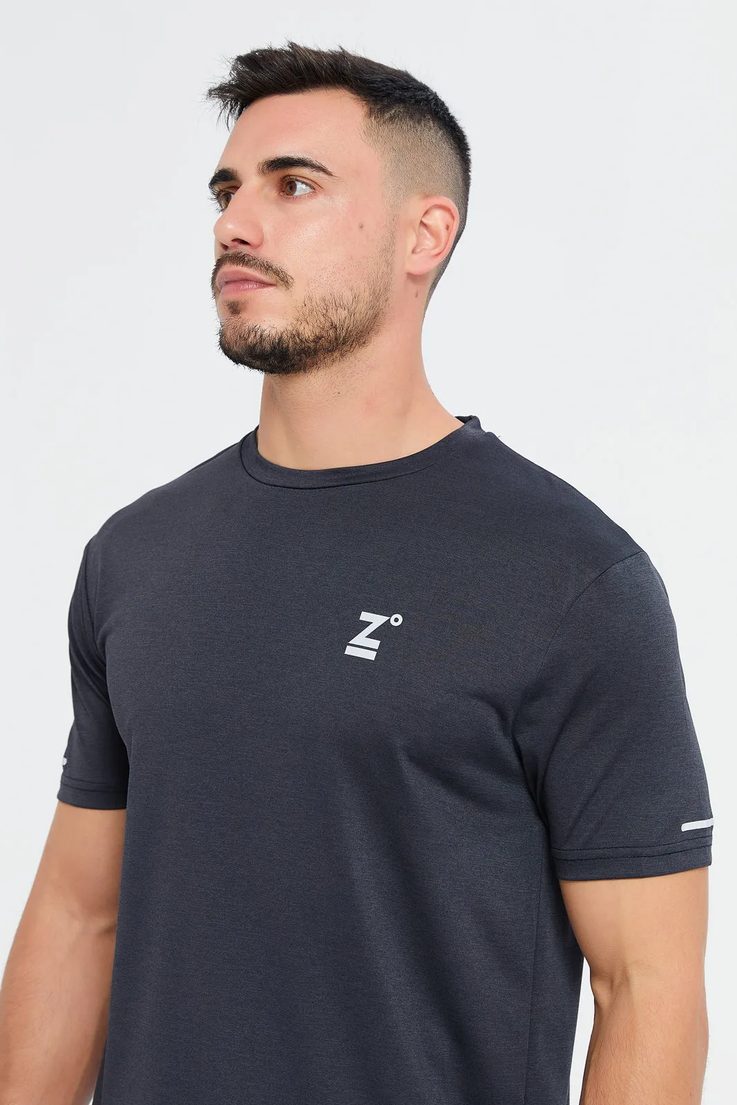 Men Black Active Slim Fit T-Shirt