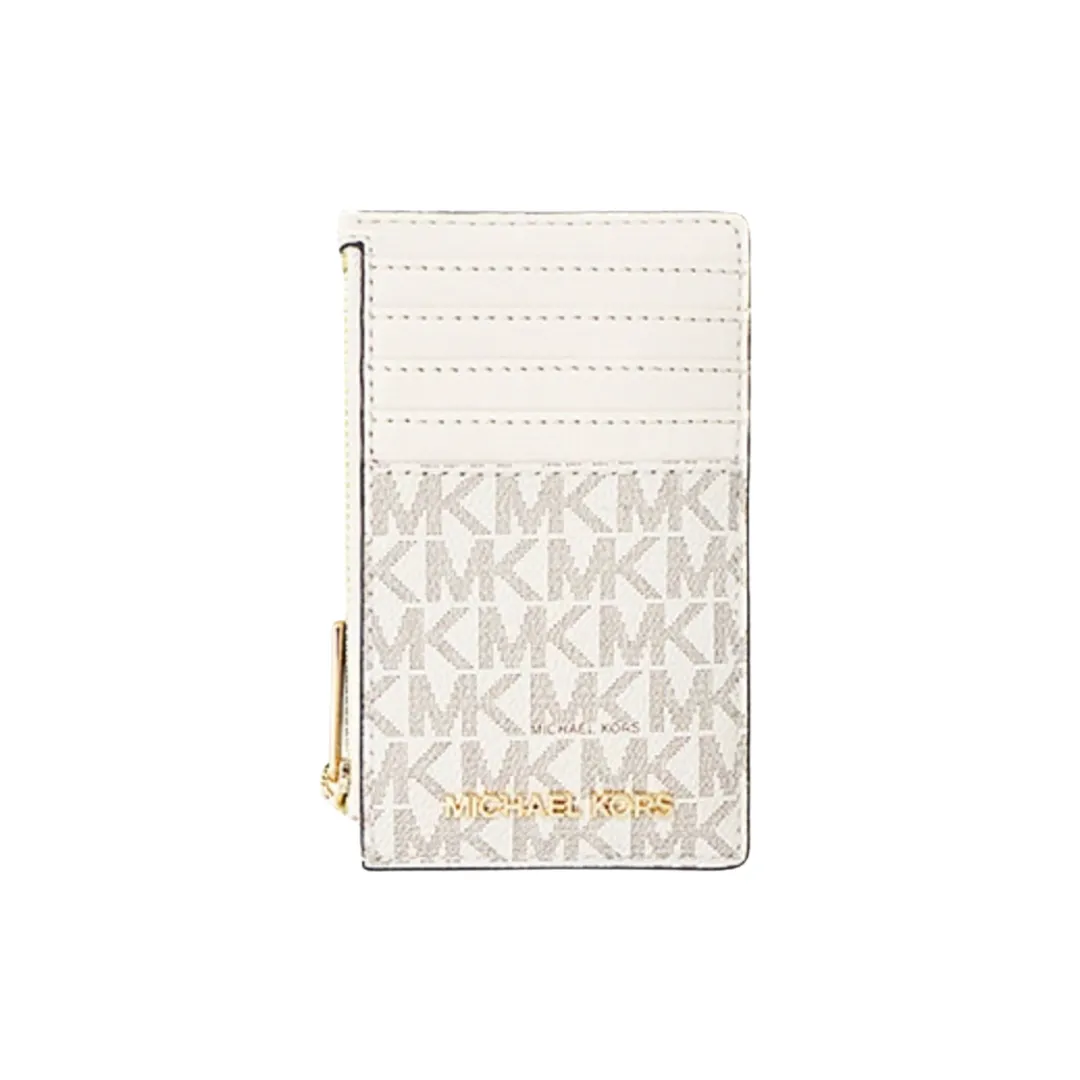 Michael Kors Medium Logo Card Case In Monogram Vanilla