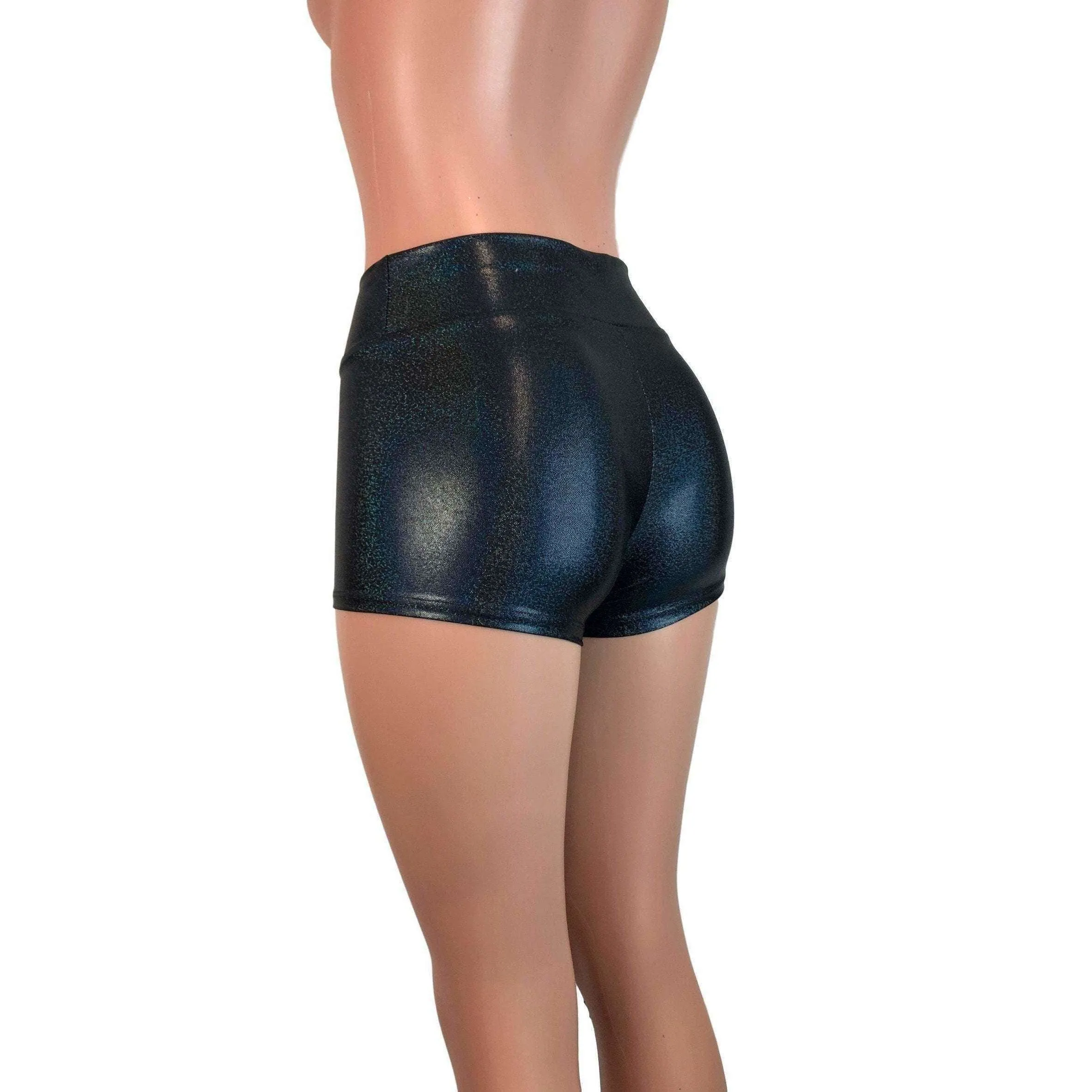 MID Rise Booty Shorts - Black Sparkle