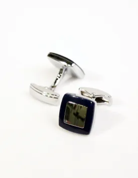 Navy Silver Square Cufflink