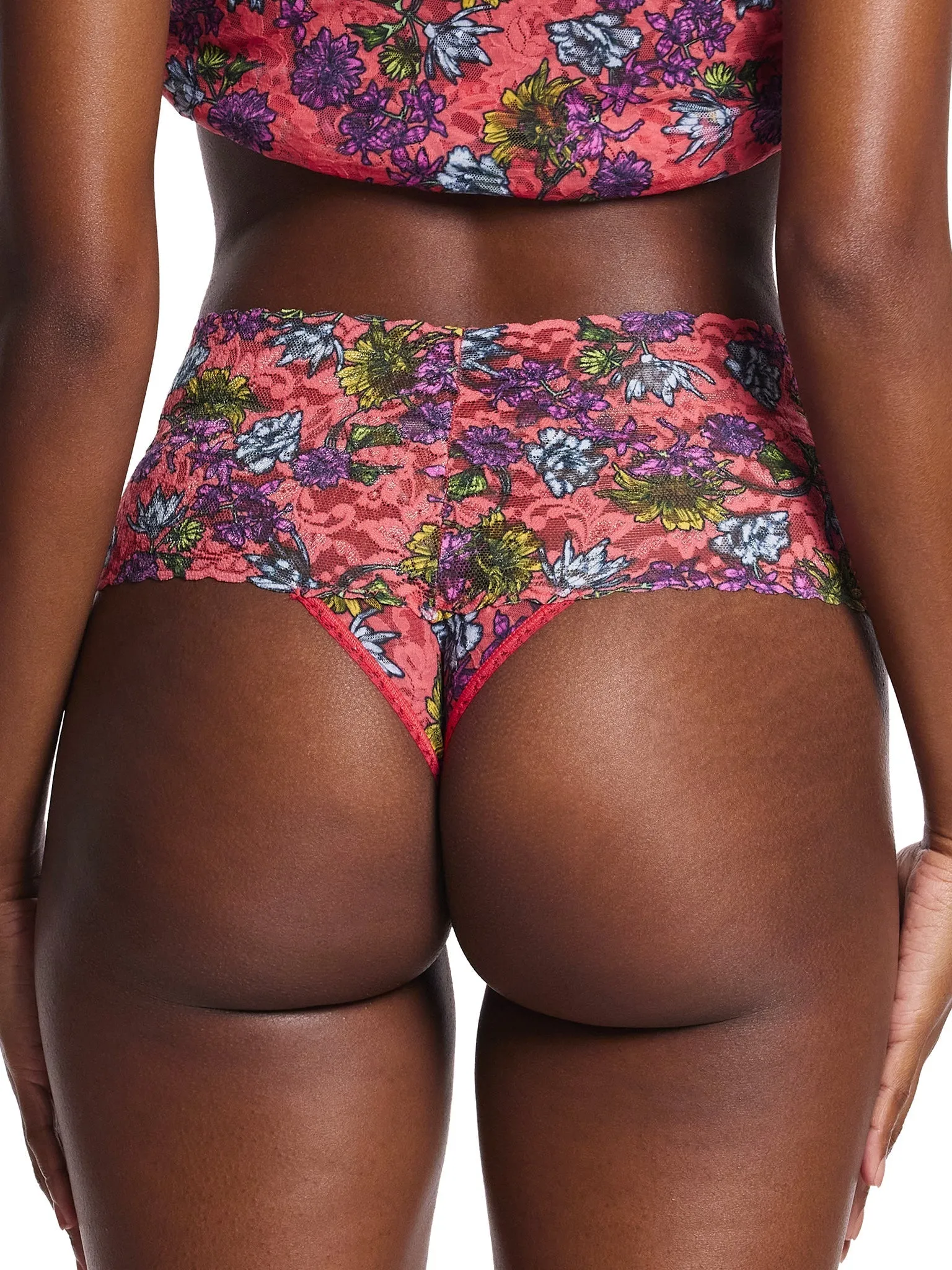 Printed Retro Lace Thong Wonderland Blooms Sale