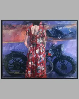 "Red Dress" painting by Stanley Rose U.K.