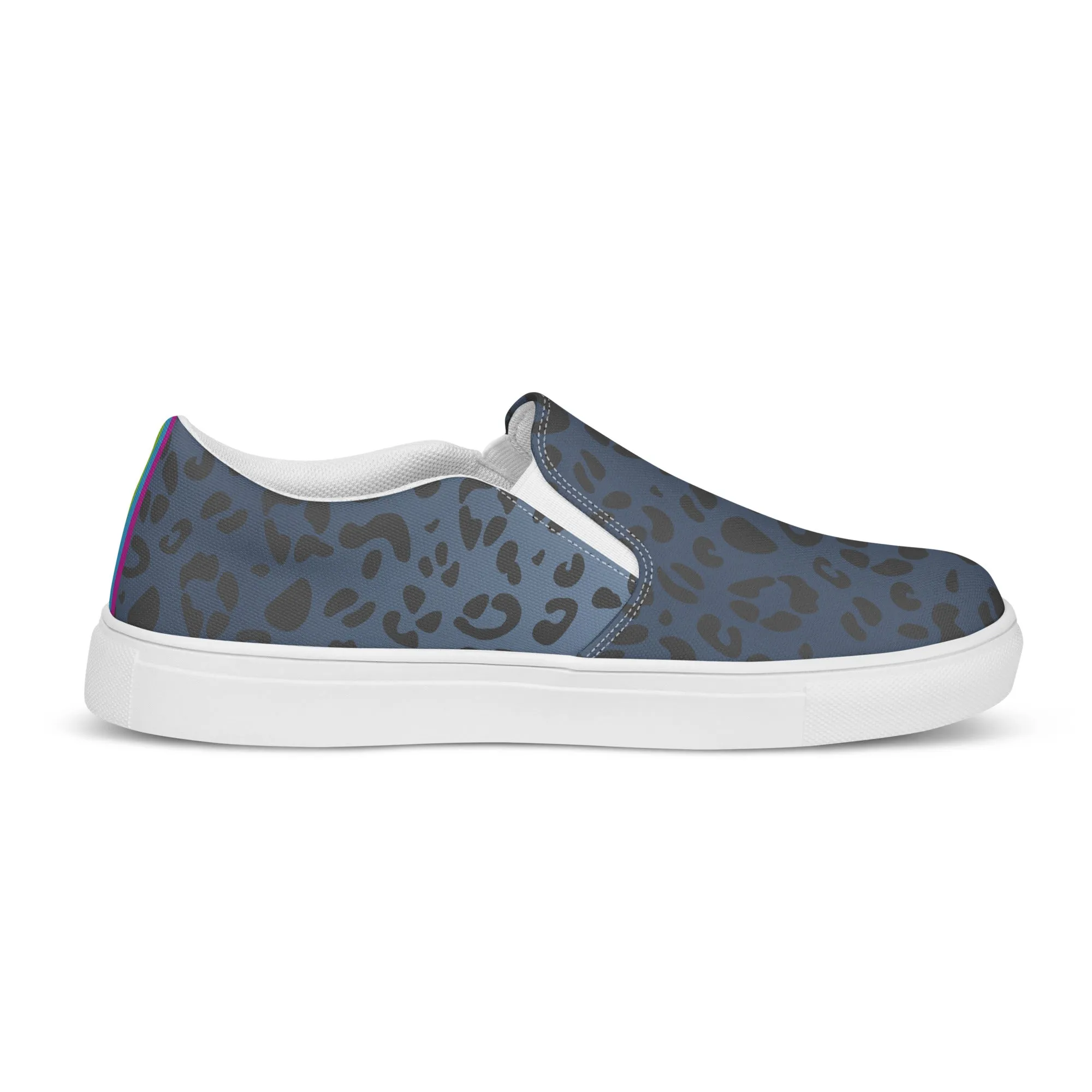 Rainbow Blue Leopard Print Slip-on Canvas Shoes (male sizes)