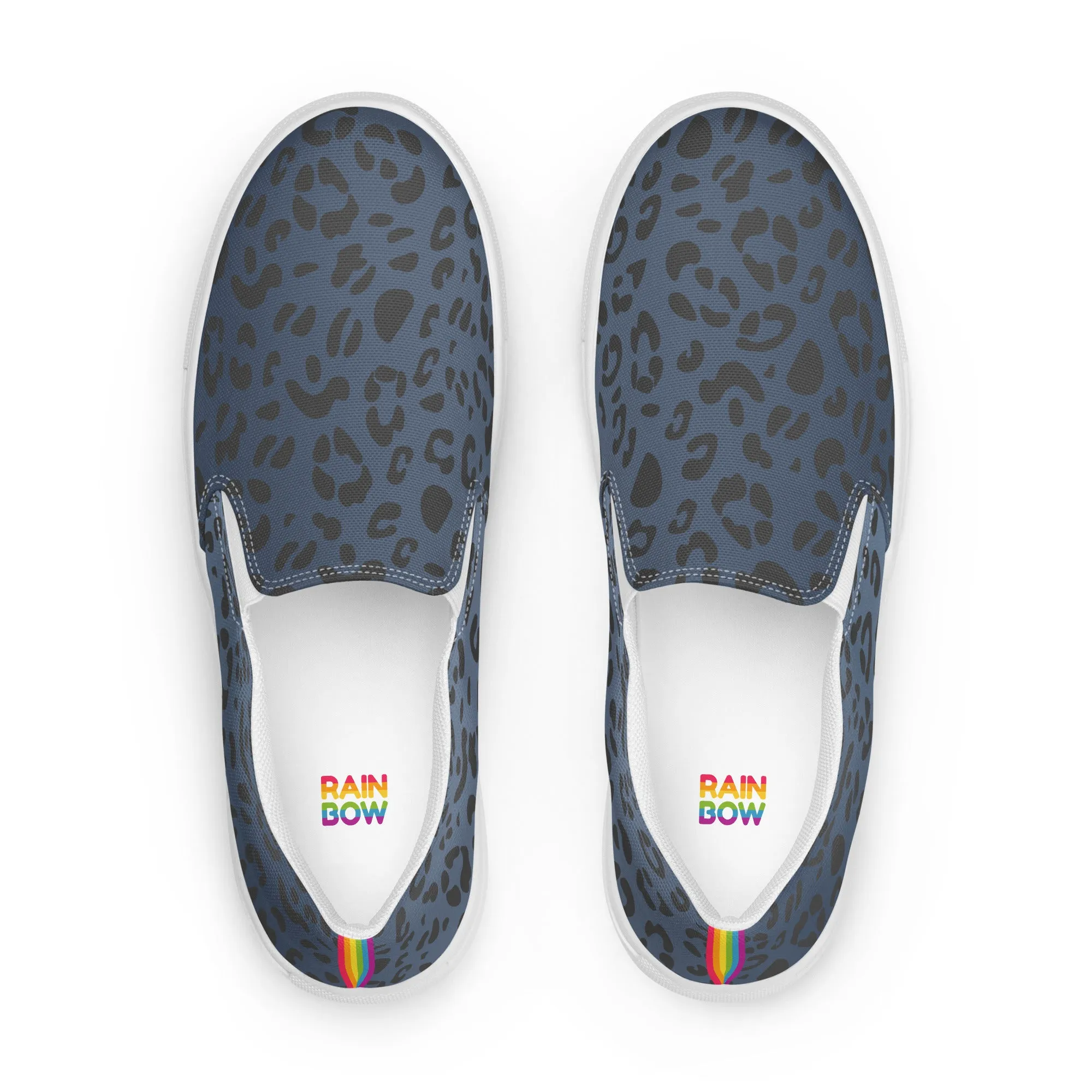 Rainbow Blue Leopard Print Slip-on Canvas Shoes (male sizes)