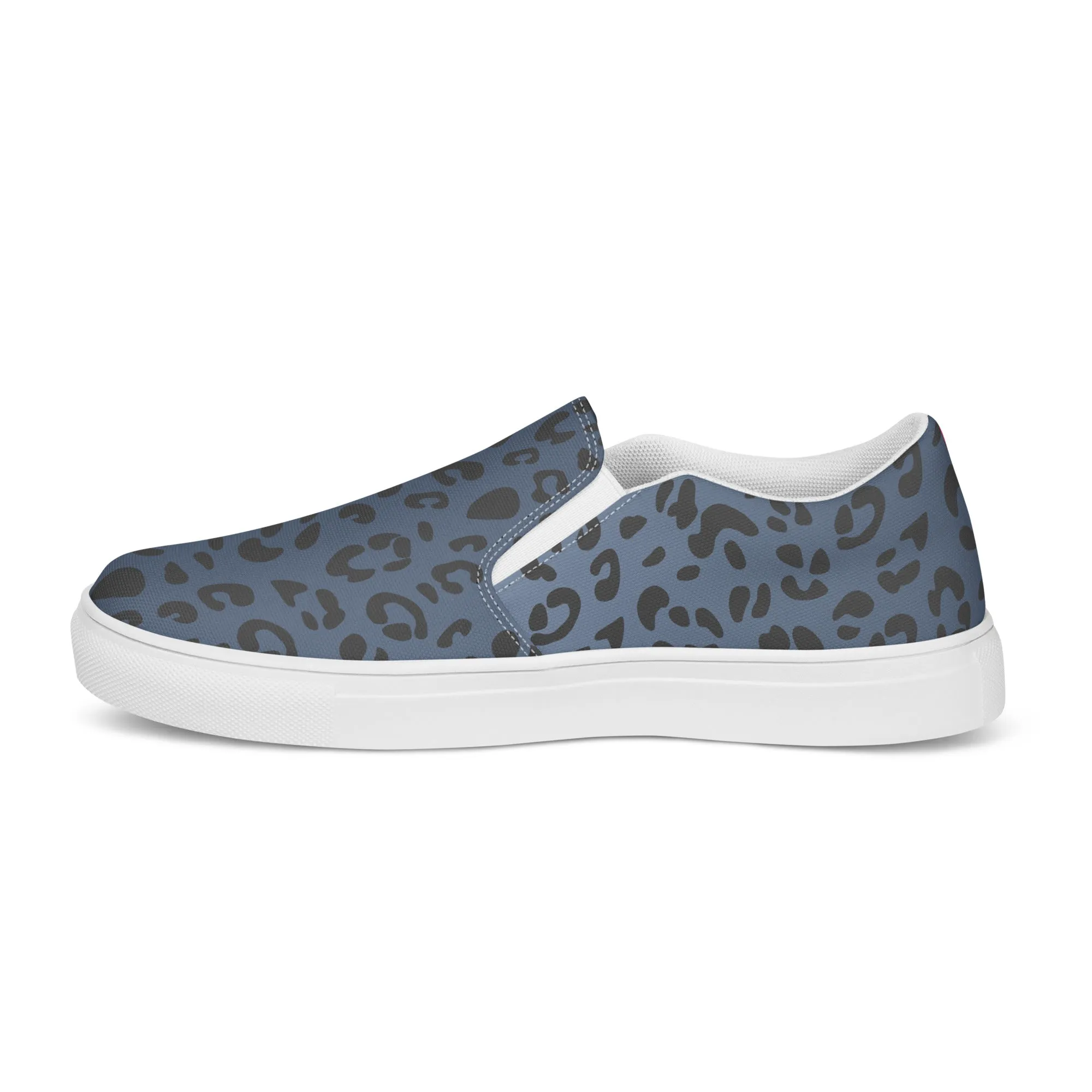 Rainbow Blue Leopard Print Slip-on Canvas Shoes (male sizes)